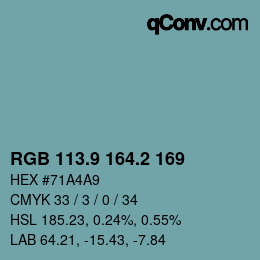 Color code: RGB 113.9 164.2 169 | qconv.com