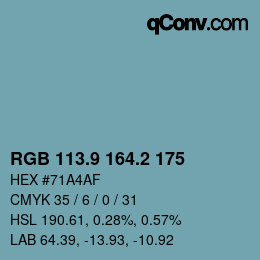 Color code: RGB 113.9 164.2 175 | qconv.com