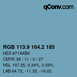 Color code: RGB 113.9 164.2 185 | qconv.com