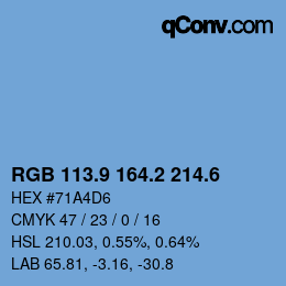 カラーコード: RGB 113.9 164.2 214.6 | qconv.com