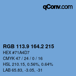 Farbcode: RGB 113.9 164.2 215 | qconv.com