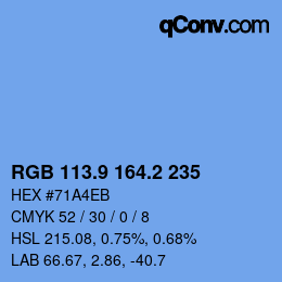カラーコード: RGB 113.9 164.2 235 | qconv.com