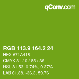 カラーコード: RGB 113.9 164.2 24 | qconv.com