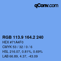 Color code: RGB 113.9 164.2 240 | qconv.com