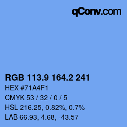 Color code: RGB 113.9 164.2 241 | qconv.com
