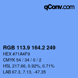 カラーコード: RGB 113.9 164.2 249 | qconv.com