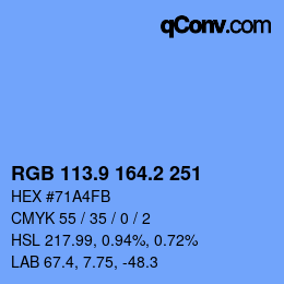 カラーコード: RGB 113.9 164.2 251 | qconv.com