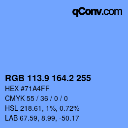 Color code: RGB 113.9 164.2 255 | qconv.com