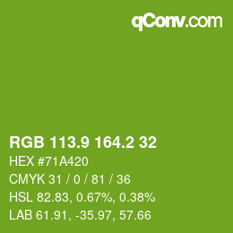 カラーコード: RGB 113.9 164.2 32 | qconv.com