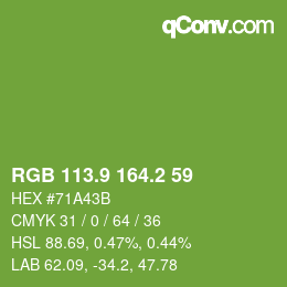 カラーコード: RGB 113.9 164.2 59 | qconv.com