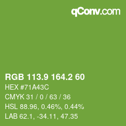 カラーコード: RGB 113.9 164.2 60 | qconv.com