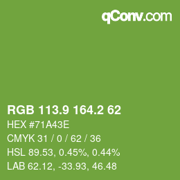 カラーコード: RGB 113.9 164.2 62 | qconv.com