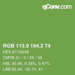 カラーコード: RGB 113.9 164.2 74 | qconv.com