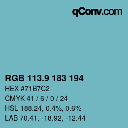 Color code: RGB 113.9 183 194 | qconv.com