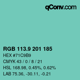 カラーコード: RGB 113.9 201 185 | qconv.com