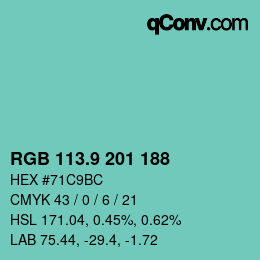 Color code: RGB 113.9 201 188 | qconv.com