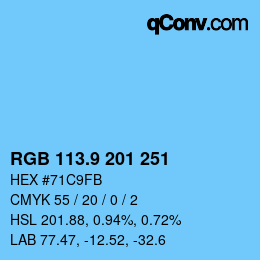 カラーコード: RGB 113.9 201 251 | qconv.com