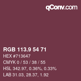 カラーコード: RGB 113.9 54 71 | qconv.com