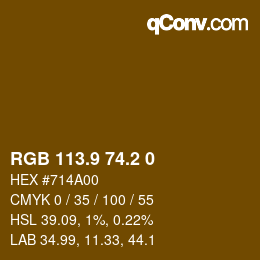 Color code: RGB 113.9 74.2 0 | qconv.com