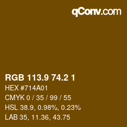 Color code: RGB 113.9 74.2 1 | qconv.com