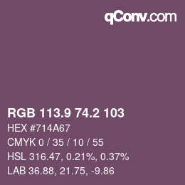 Color code: RGB 113.9 74.2 103 | qconv.com