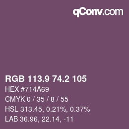 カラーコード: RGB 113.9 74.2 105 | qconv.com