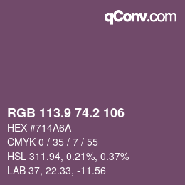 カラーコード: RGB 113.9 74.2 106 | qconv.com