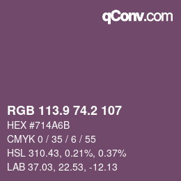 カラーコード: RGB 113.9 74.2 107 | qconv.com