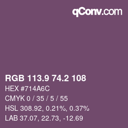 Farbcode: RGB 113.9 74.2 108 | qconv.com