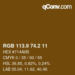 カラーコード: RGB 113.9 74.2 11 | qconv.com