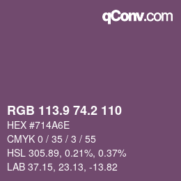 カラーコード: RGB 113.9 74.2 110 | qconv.com