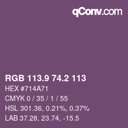 Color code: RGB 113.9 74.2 113 | qconv.com