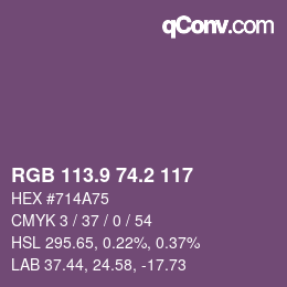 Color code: RGB 113.9 74.2 117 | qconv.com