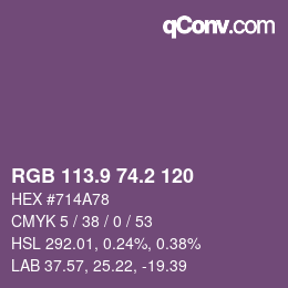 カラーコード: RGB 113.9 74.2 120 | qconv.com