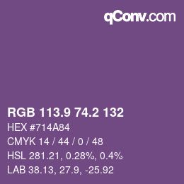 Color code: RGB 113.9 74.2 132 | qconv.com