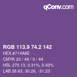 カラーコード: RGB 113.9 74.2 142 | qconv.com