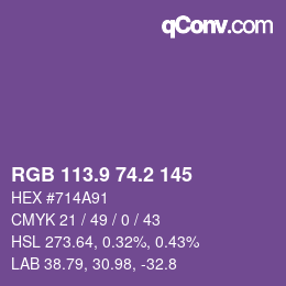 カラーコード: RGB 113.9 74.2 145 | qconv.com