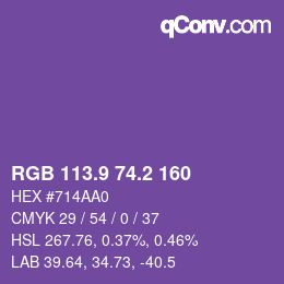 カラーコード: RGB 113.9 74.2 160 | qconv.com