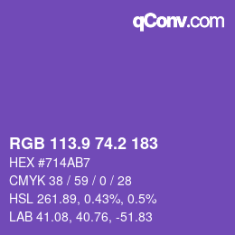 カラーコード: RGB 113.9 74.2 183 | qconv.com