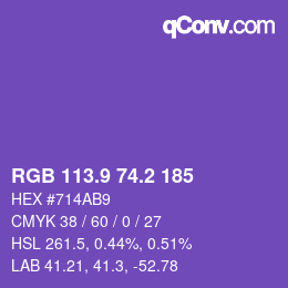 カラーコード: RGB 113.9 74.2 185 | qconv.com