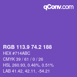 カラーコード: RGB 113.9 74.2 188 | qconv.com