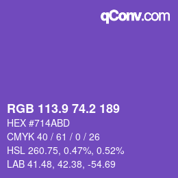 カラーコード: RGB 113.9 74.2 189 | qconv.com