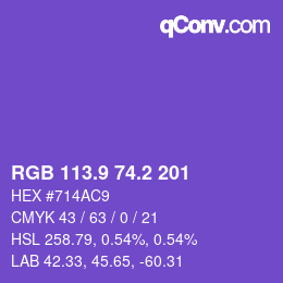 カラーコード: RGB 113.9 74.2 201 | qconv.com