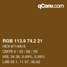 Color code: RGB 113.9 74.2 21 | qconv.com