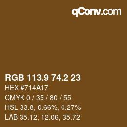 Color code: RGB 113.9 74.2 23 | qconv.com