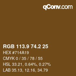 Color code: RGB 113.9 74.2 25 | qconv.com