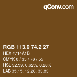 カラーコード: RGB 113.9 74.2 27 | qconv.com