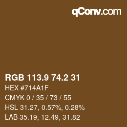 Color code: RGB 113.9 74.2 31 | qconv.com