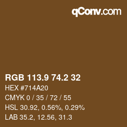 Color code: RGB 113.9 74.2 32 | qconv.com