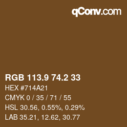 Color code: RGB 113.9 74.2 33 | qconv.com